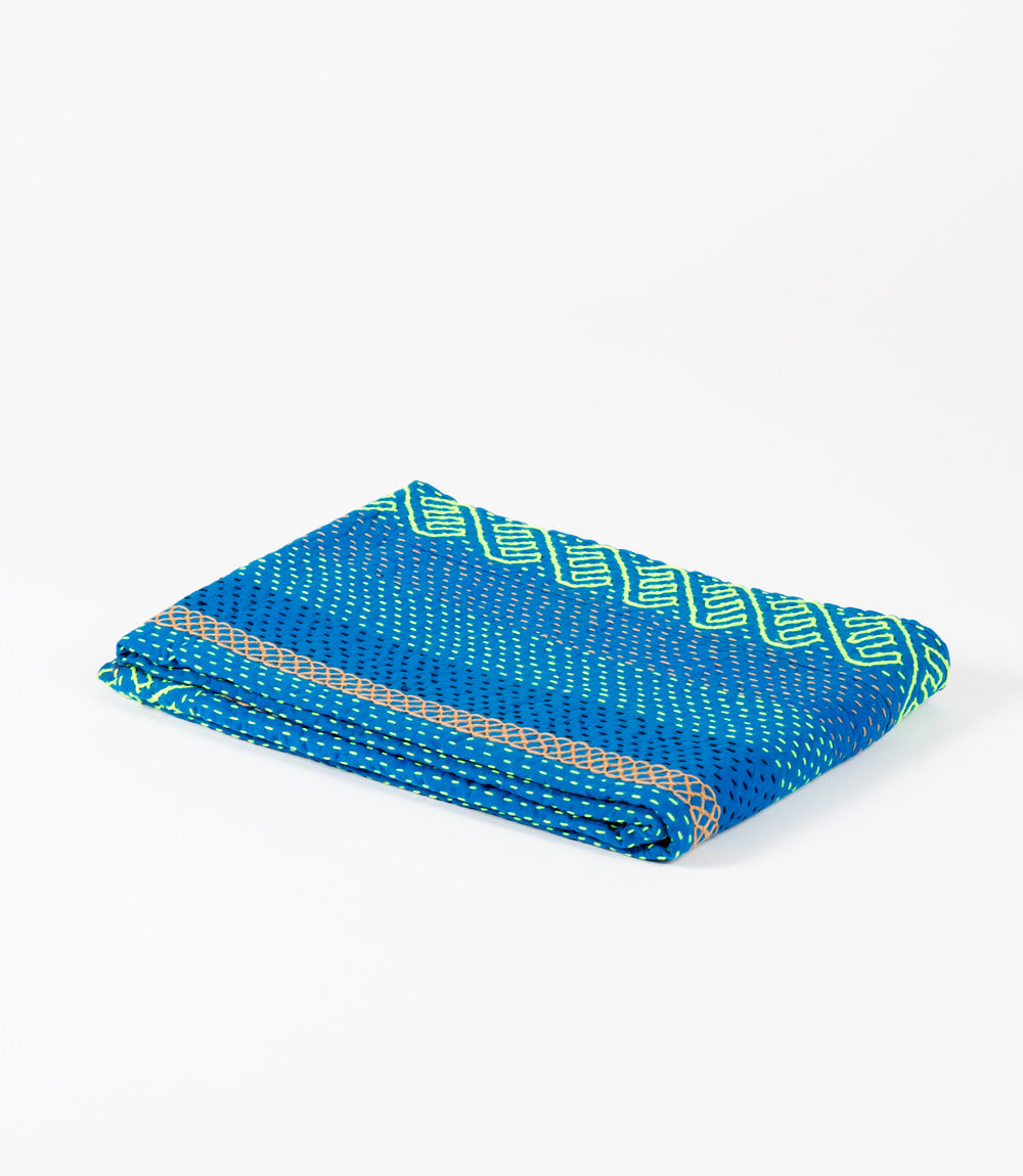 Blue Kantha Baby Blanket