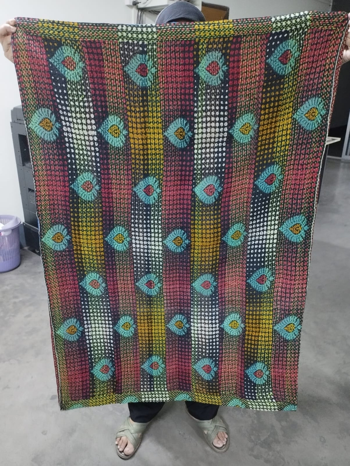 Blue Kantha Baby Blanket