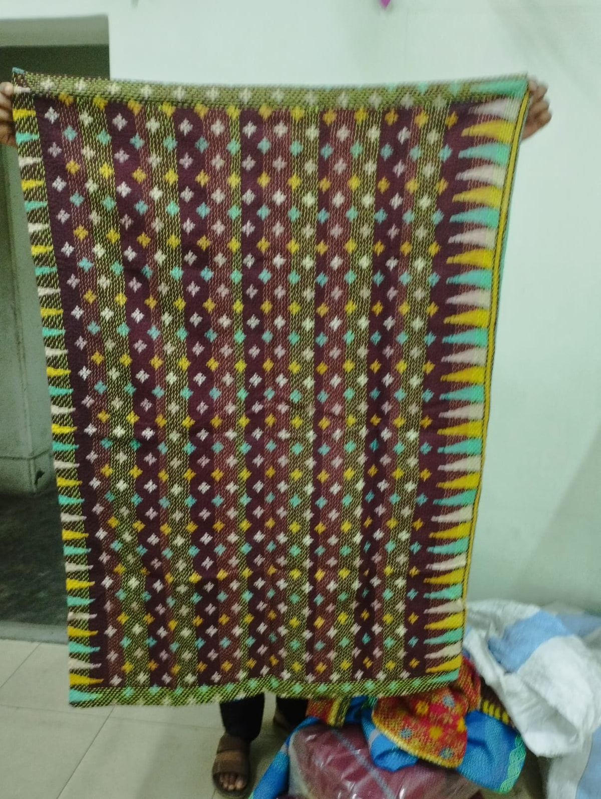 Blue Kantha Baby Blanket