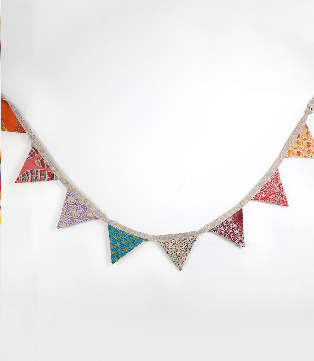 Upcycled saree bunting - 10 flags