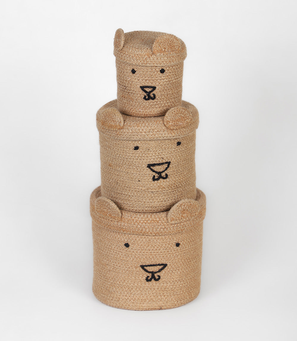 Panda jute baskets - Set 3