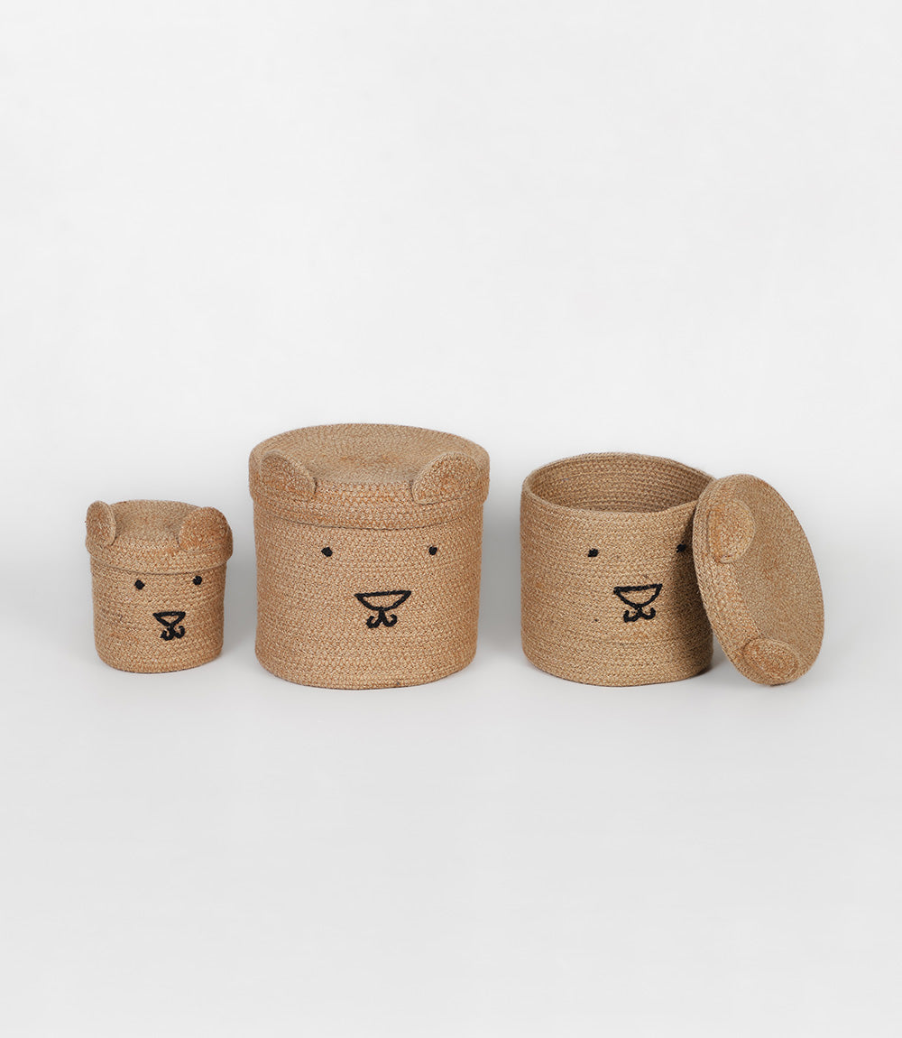 Panda jute baskets - Set 3