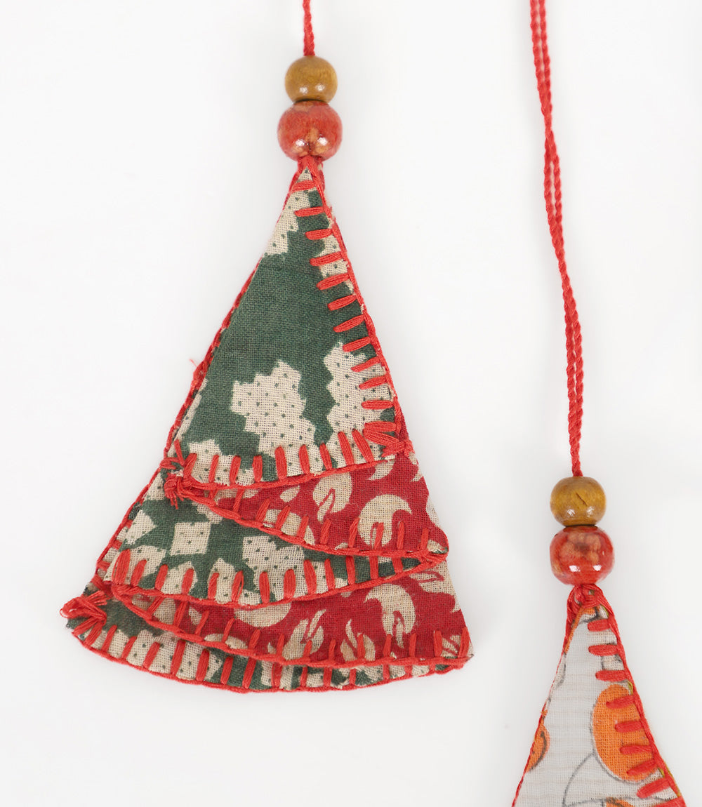 Upcycled Saree Tree Ornaments, Set of 3