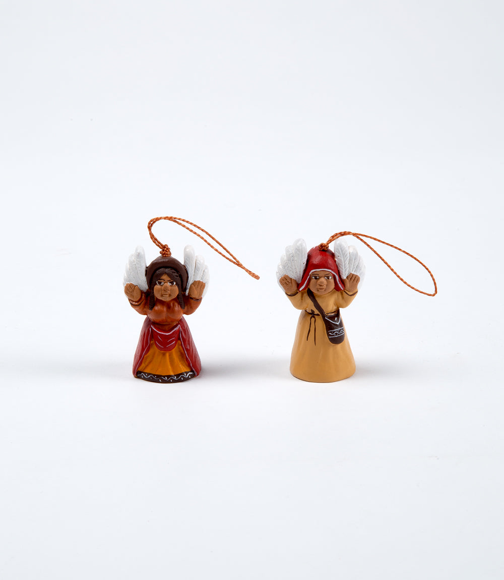 Two Terracotta Handpainted "Cuzco" Angels