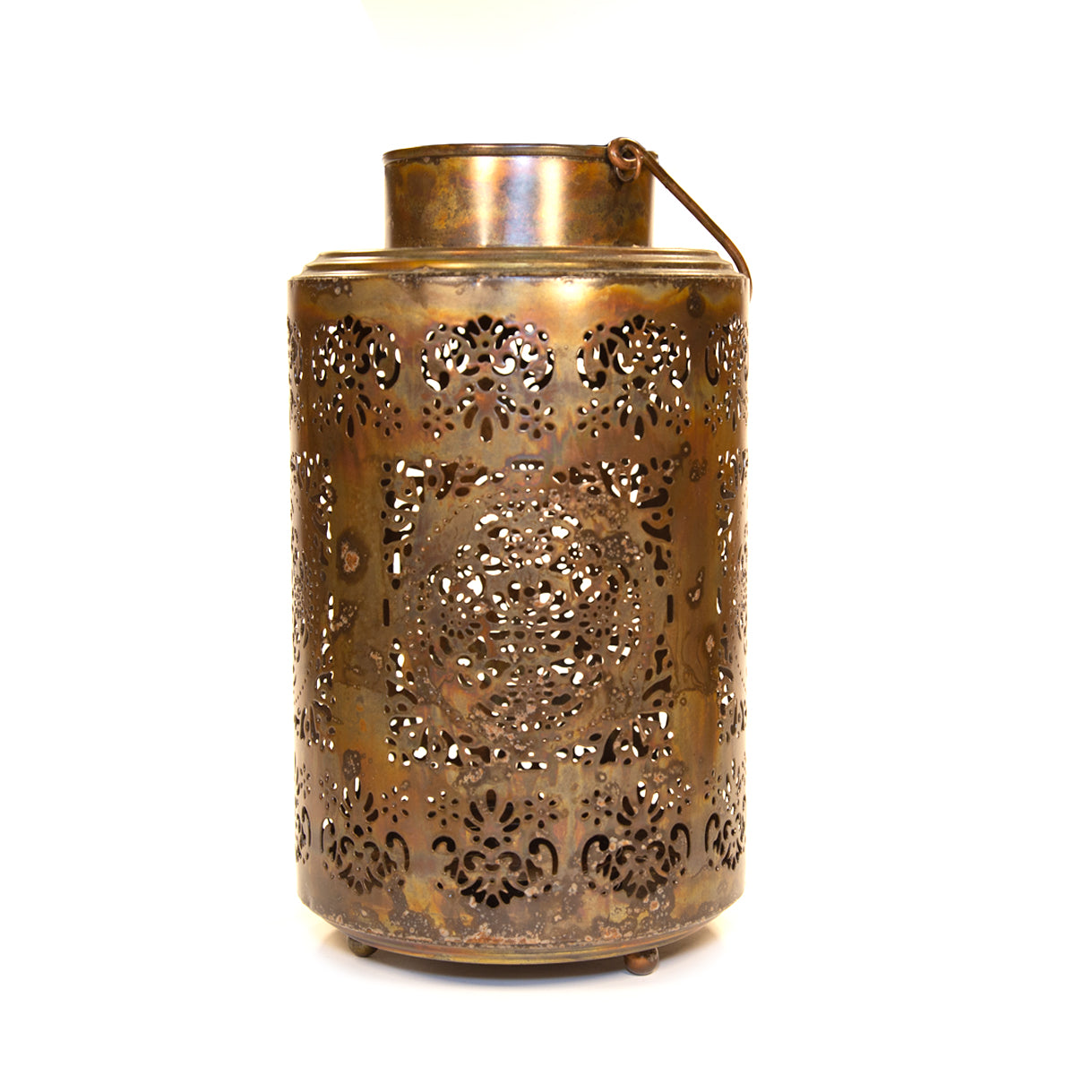 Round Jali Bronzed Lantern