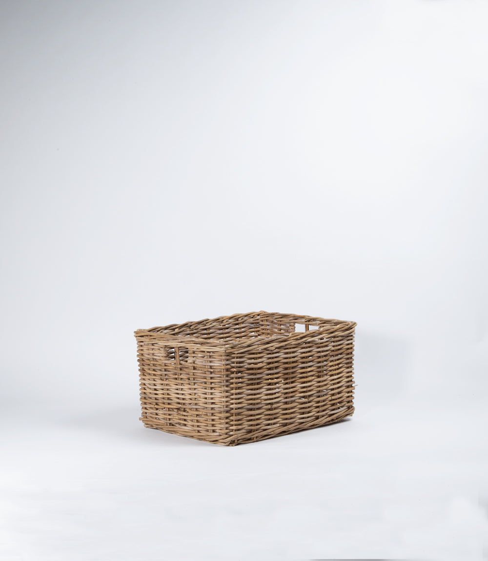 Kubu Rattan Rectangular Storage Basket - Set of 3, Nested
