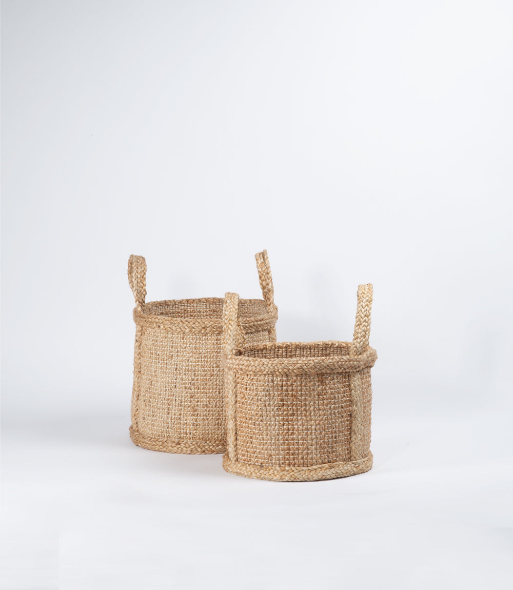 Two jute pot cover with handles