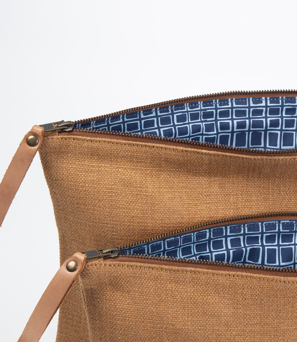 Woven Waxed Jute - Storage or Tablet / Laptop Sleeve - Block Inner Lining