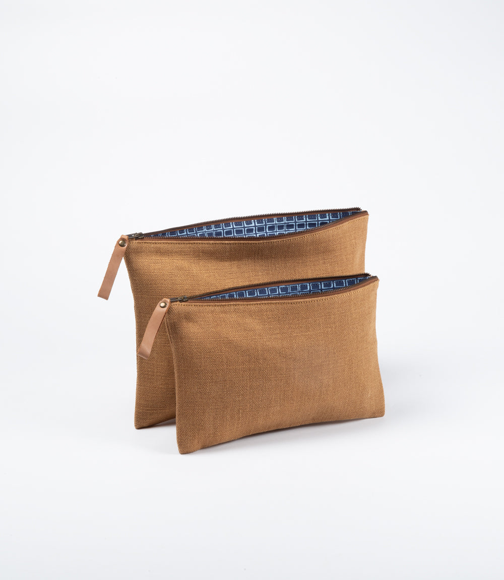 Woven Waxed Jute - Storage or Tablet / Laptop Sleeve - Block Inner Lining