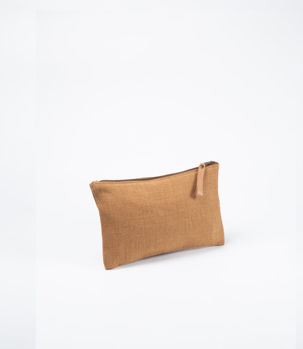 Woven Waxed Jute - Storage or Tablet Sleeve - Block Pattern Lining
