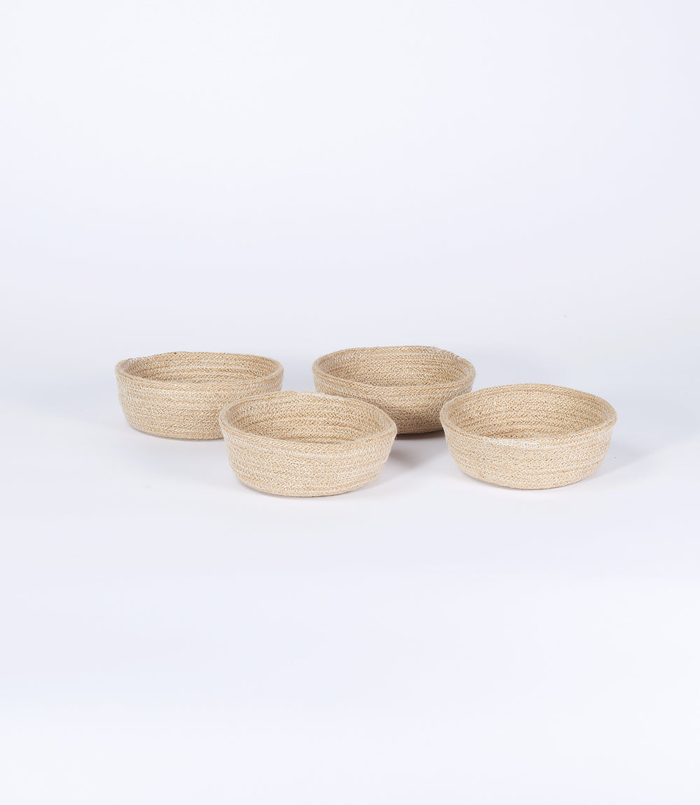 Natural Jute trinket bowls set 4