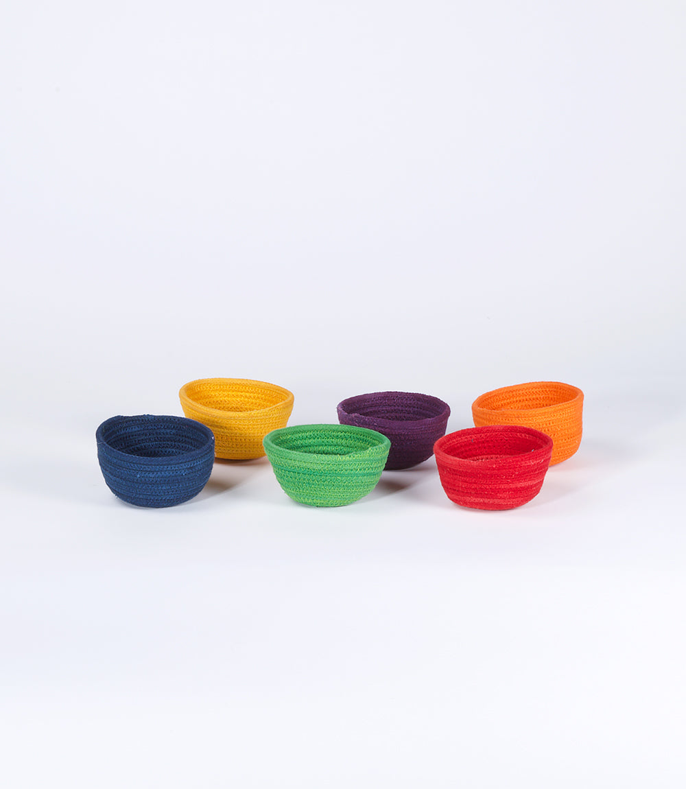 Cotton Trinket Bowl, Small, Assorted Colours, Set of 6