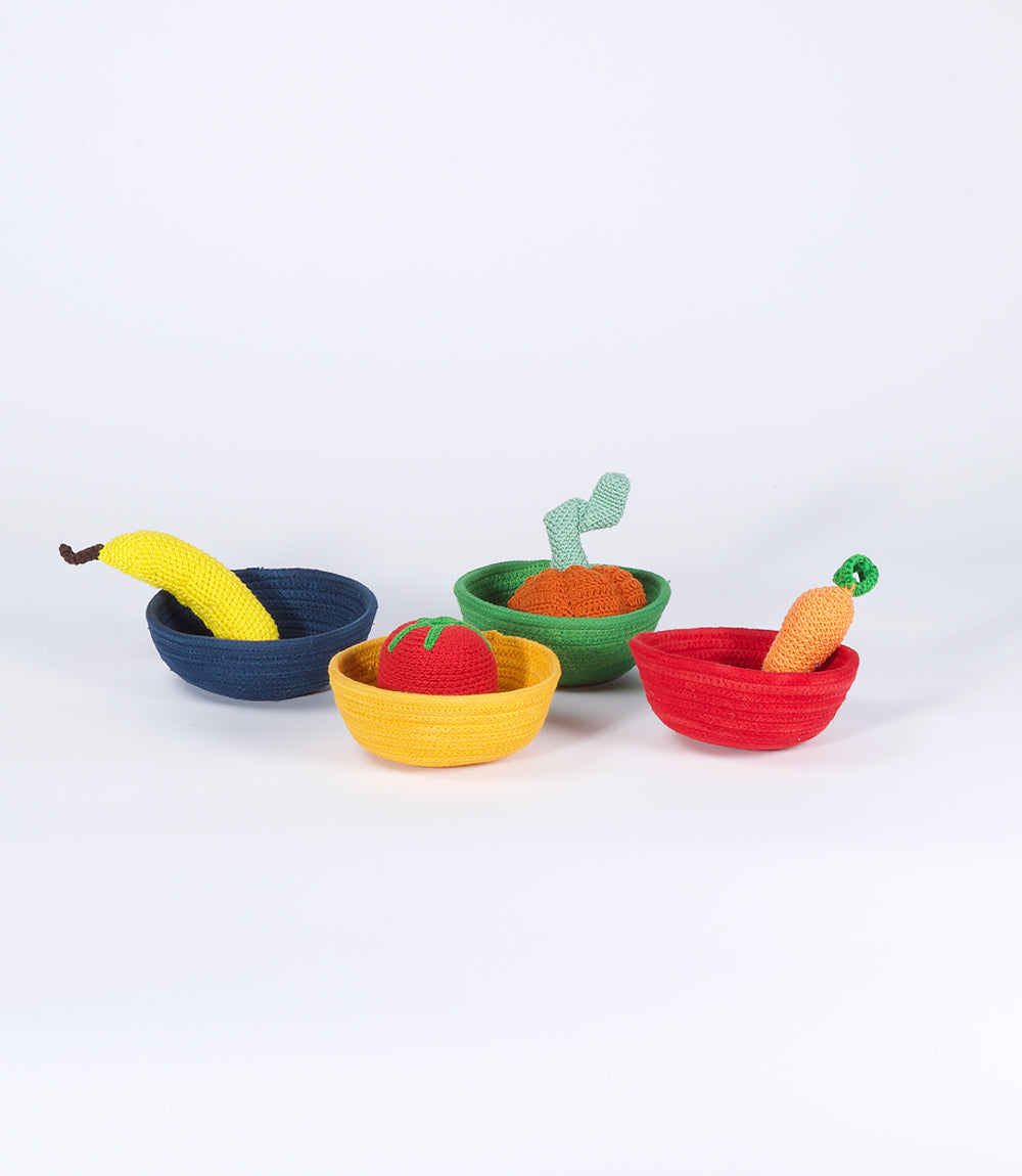 Cotton Trinket Bowl, Medium, Assorted Colours, Set of 4