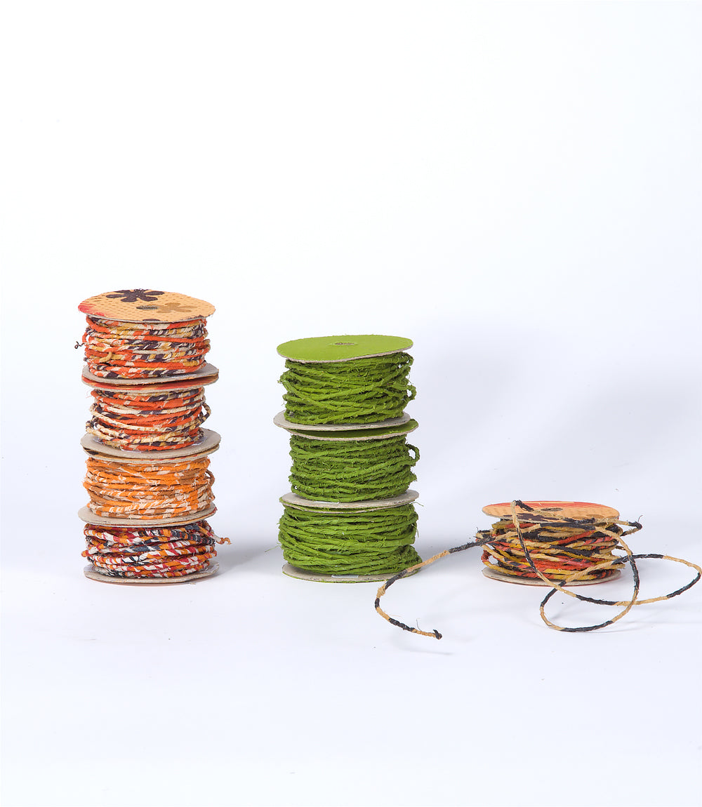 Crafters Upcycled Saree Wrapped Wire - Paper Reel, Light Green, 10m
