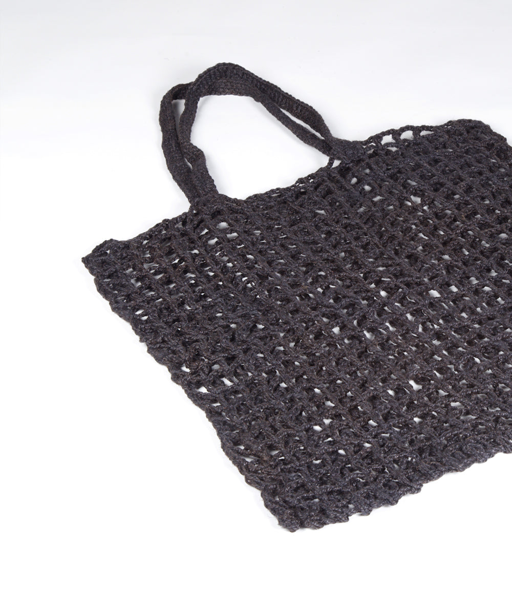 Cargo Net Shopper, Charcoal Jute Crochet with Macrame Handle