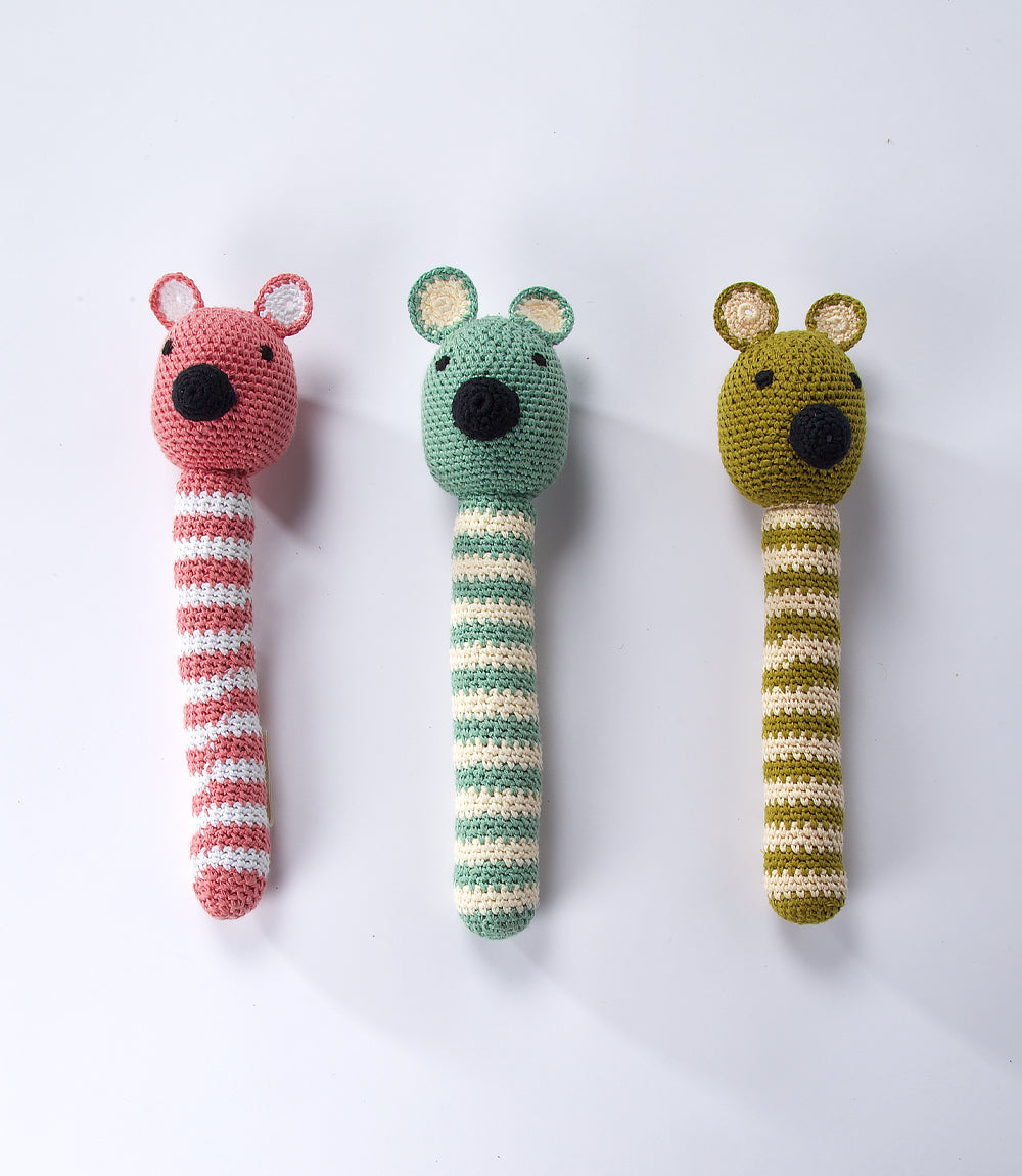Tiger Bub Rattle - Green - Crochet Ami
