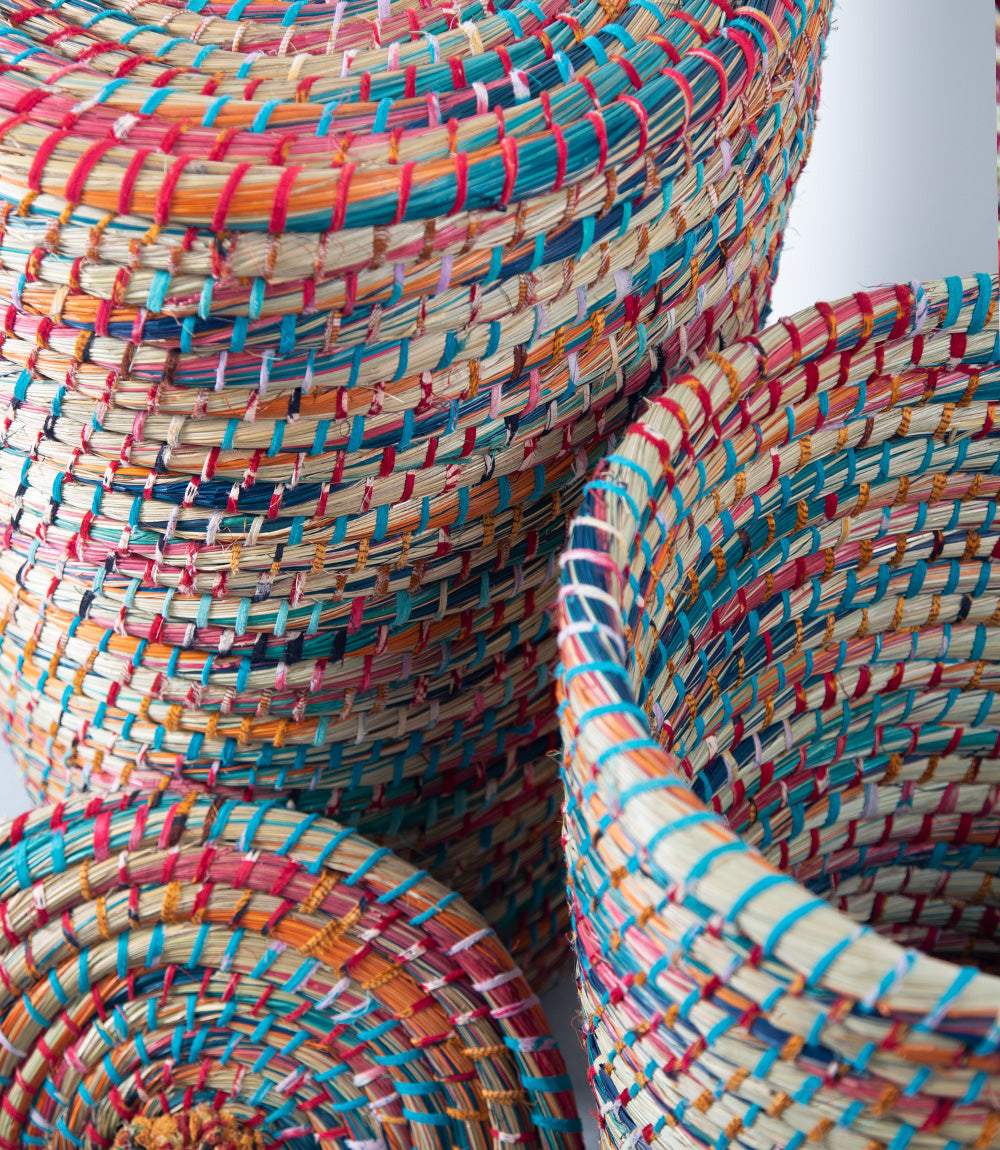 Kaisa dyed baskets with saree binding
