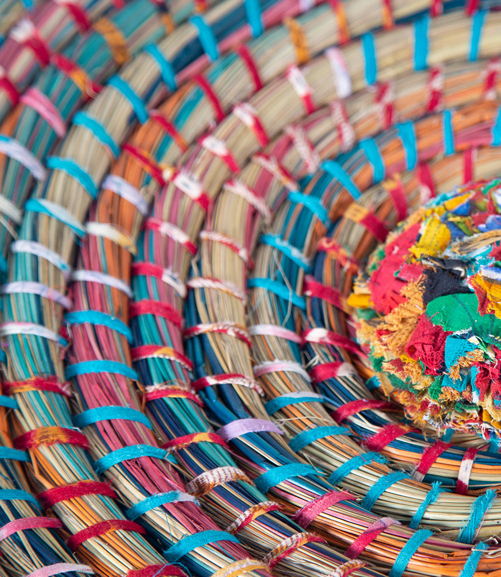 Kaisa dyed basket lid with saree pompom