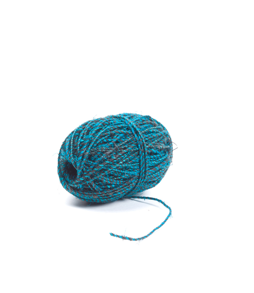 Variegated Hemp Twine, Turquoise and Charcoal, 50m