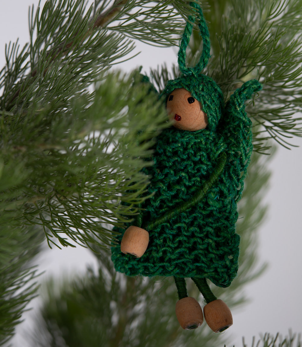Christmas decoration - hemp angel green