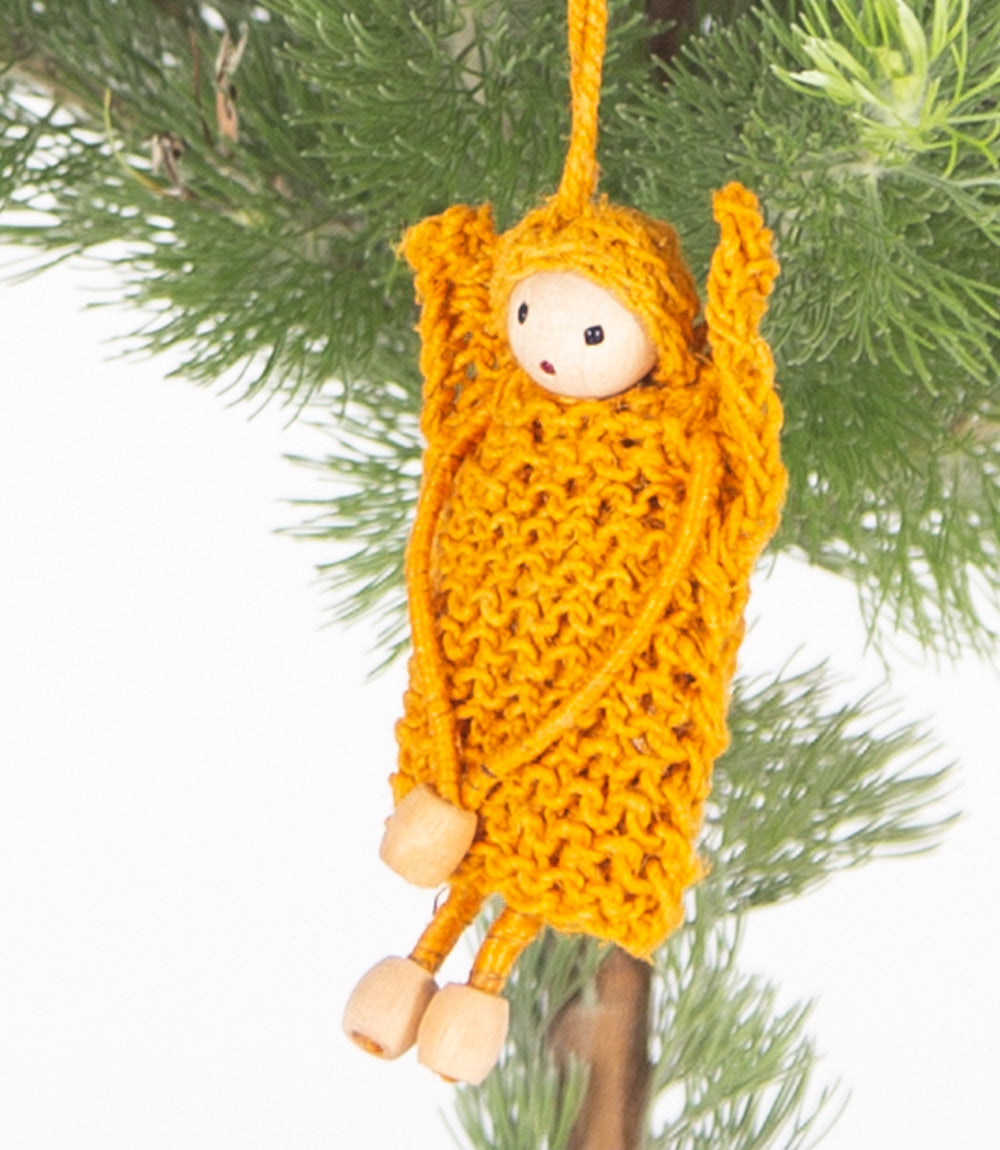 Christmas decoration - hemp angel orange