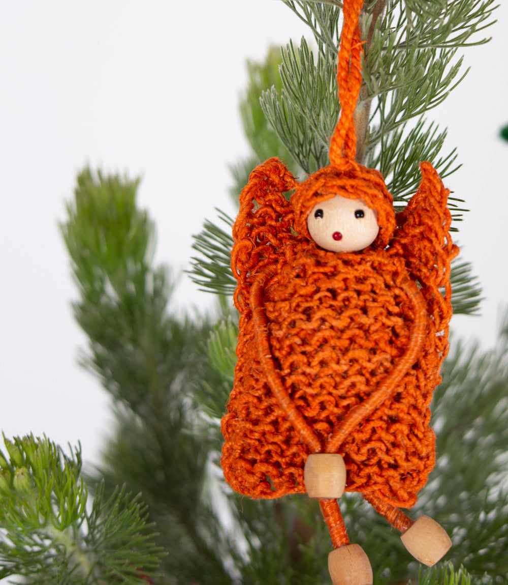 Christmas decoration - hemp angel orange