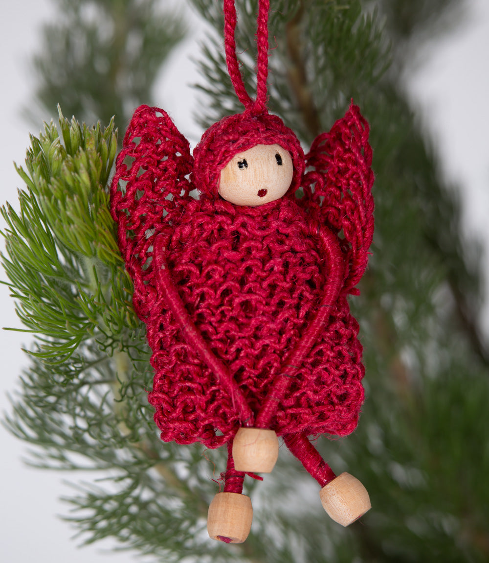 Christmas decoration - hemp angel red