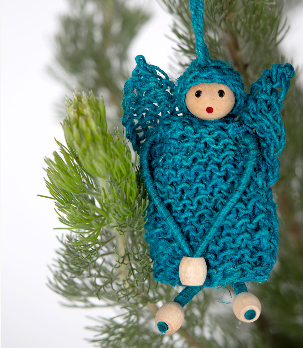 Christmas decoration - hemp angel blue