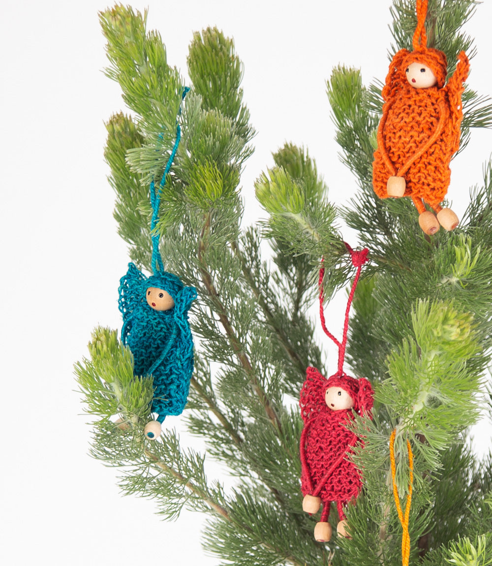Christmas decoration - hemp angel multi coloured