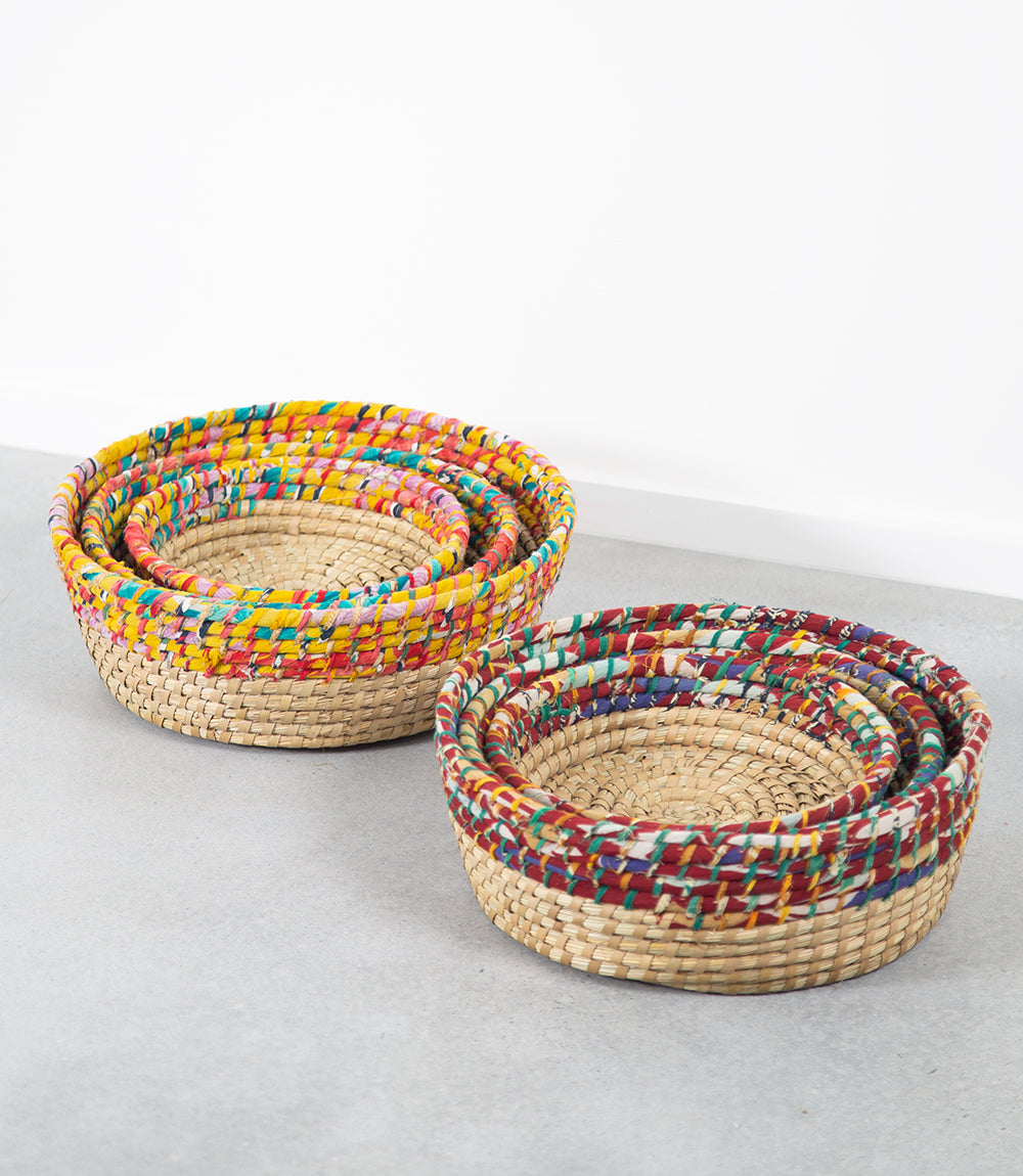 Kaisa table baskets with colourful saree features