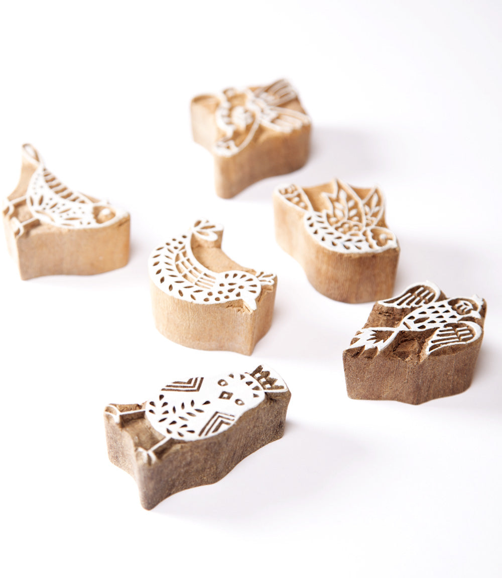 Bird Wood Blocks, Set of 6