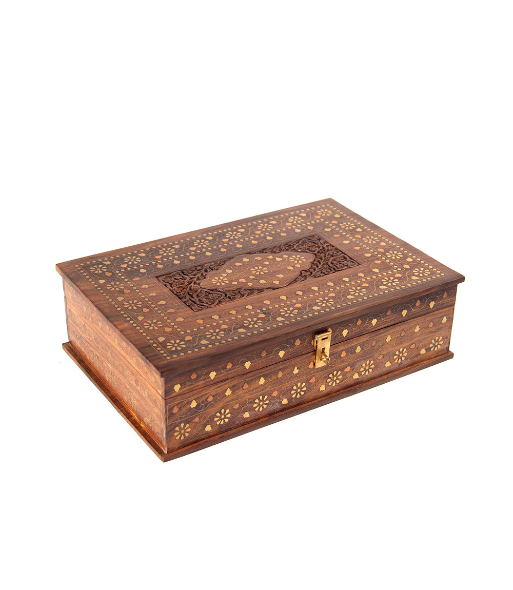 Keepsake Box - Rosewood Copper & Brass Inlay, Inner Flowers - Fair Go  Trading