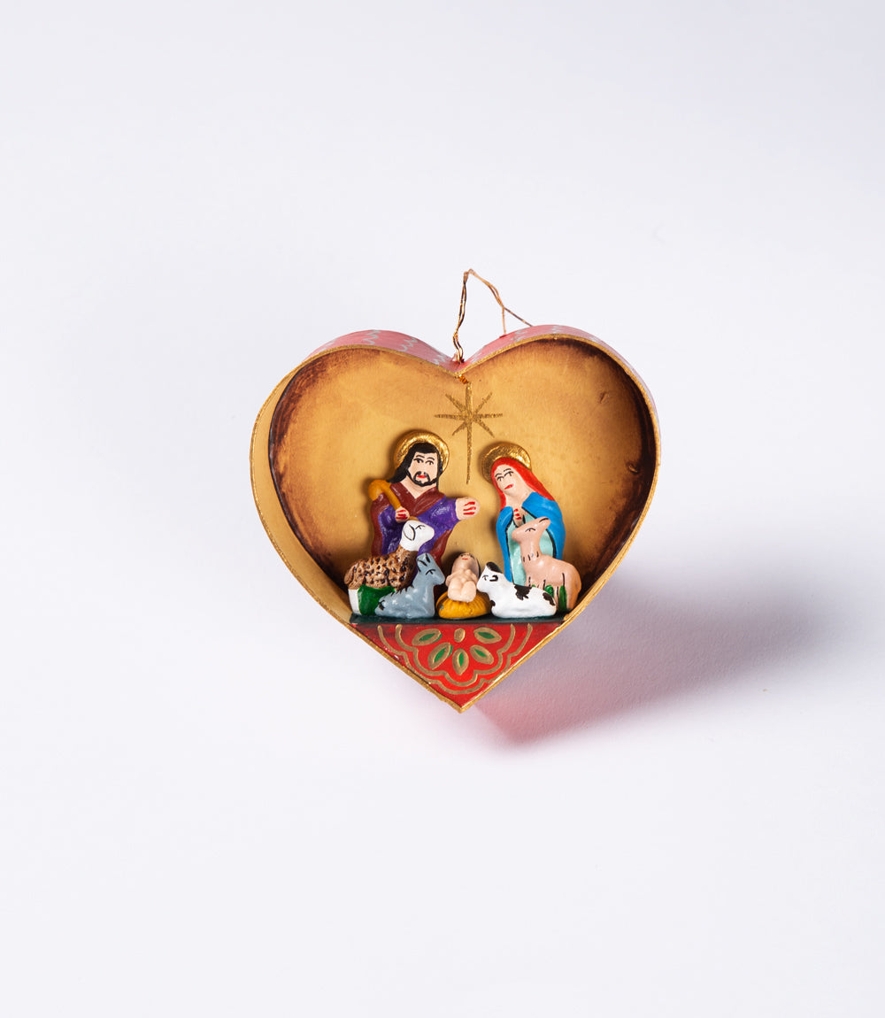 Mini Diorama - Red Heart Nativity