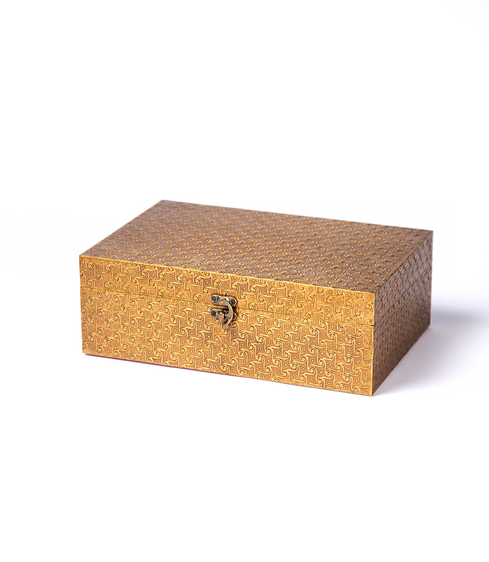 Keepsake Box - Pressed Brass, Gold Swirl