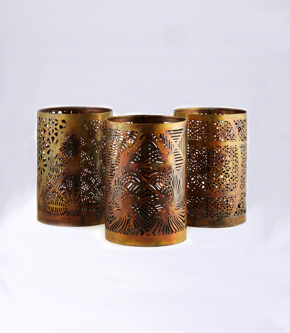 Jali Bronzed Votives - Set 3