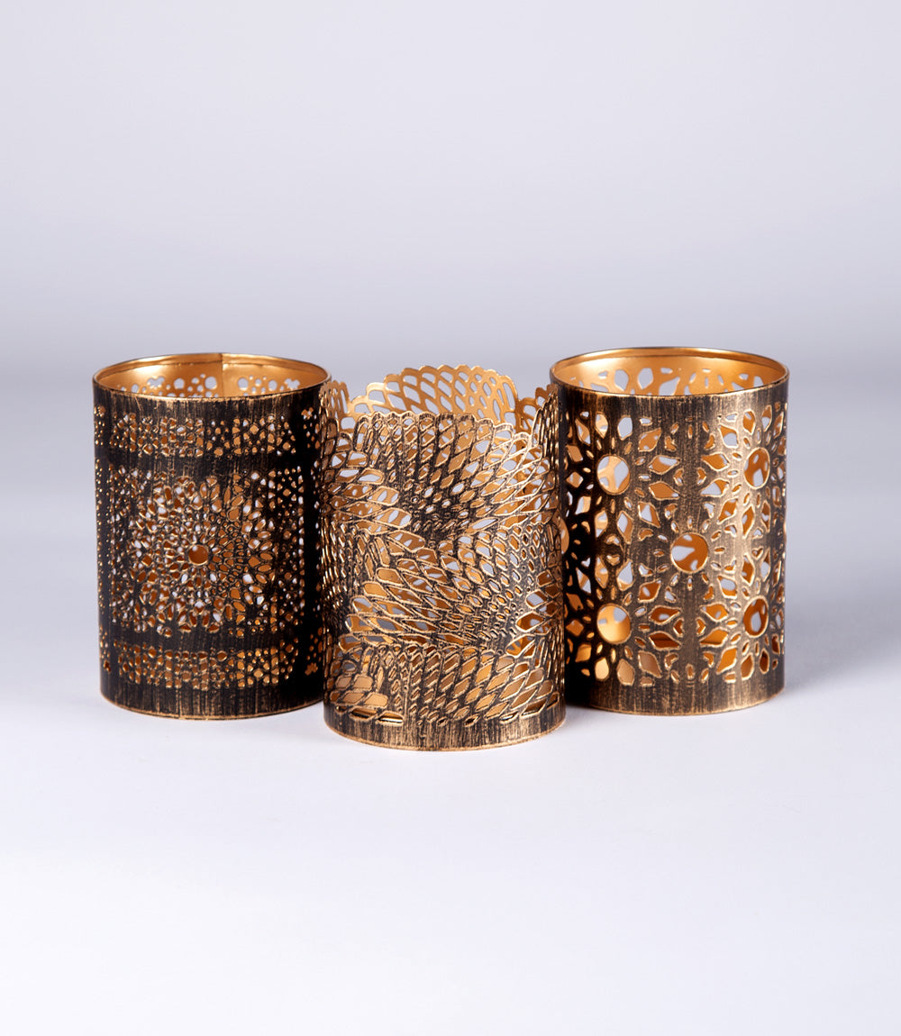 Jali Bronzed Votives - Set 3