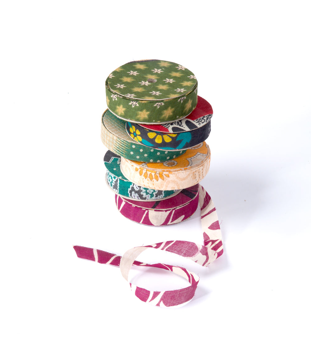 Upcycle Ribbons Handcrafted Upcycled Cotton Saree Ribbon, Assorted Patterns & Colourwa ...