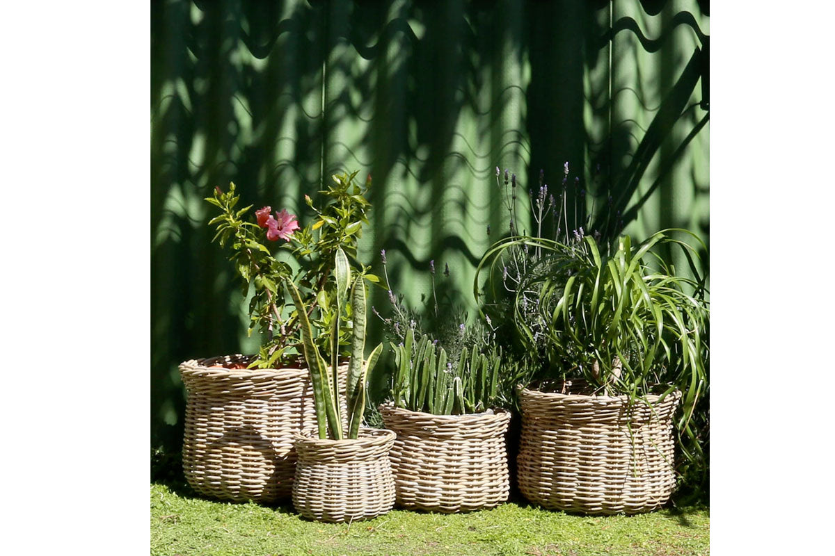 Kubu rattan pot covers set 4