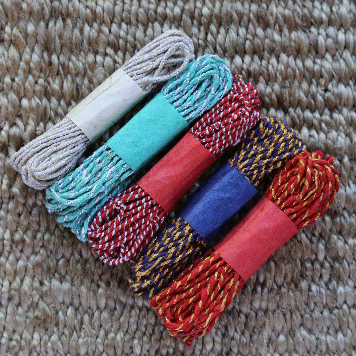 Woven Twine, Pack of 5 Assorted Colours
